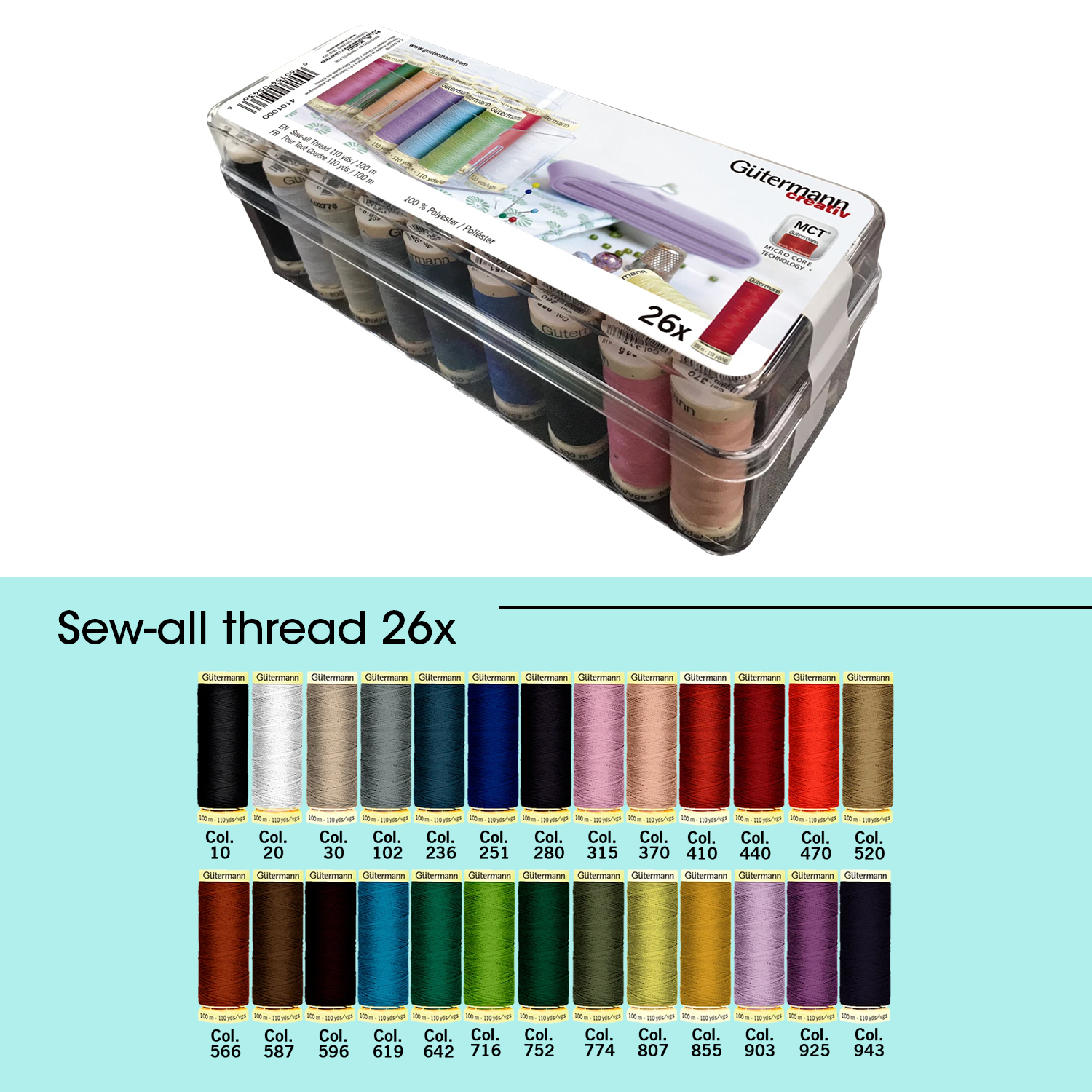 Sewing starter kit including 26 Gutermann sewing thread 100m spools and a  Brother sewing machine. Sewing kit for adults with sewing thread and  Brother PE535 4 x 4 embroidery machine 